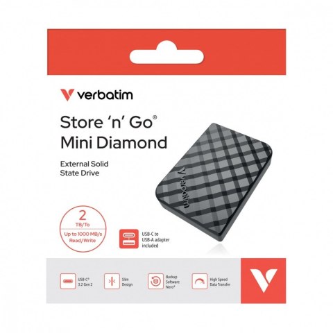 Dysk SSD zewnętrzny Verbatim Mini Diamond 2 TB Mac IOS Windows