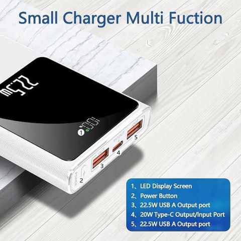 Superszybki Power Bank 22,5W 10000mAh USB C YOOSANG Czarny